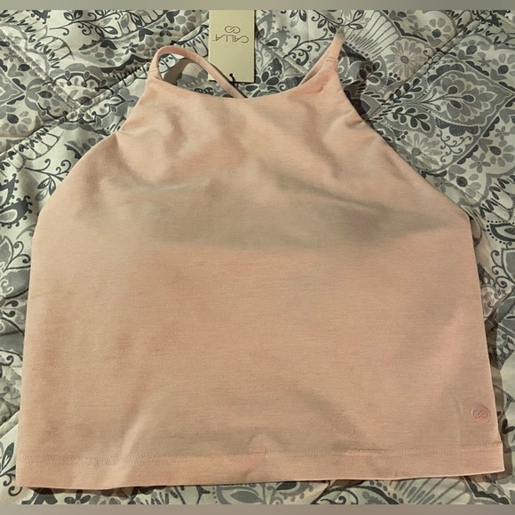 CALIA LUSTRALUX CROP LOW SUPPORT EXERCISE TOP SPORTS BRA LIGHT PINK SZ SMALL NWT - Picture 3 of 13